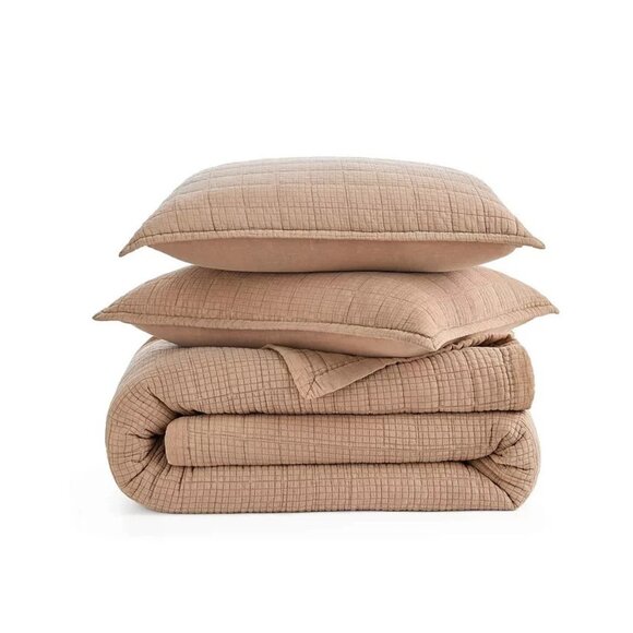 UGG Brown Sandalwood Campo Cotton Quilt Set King MSRP $180 - Picture 3 of 6